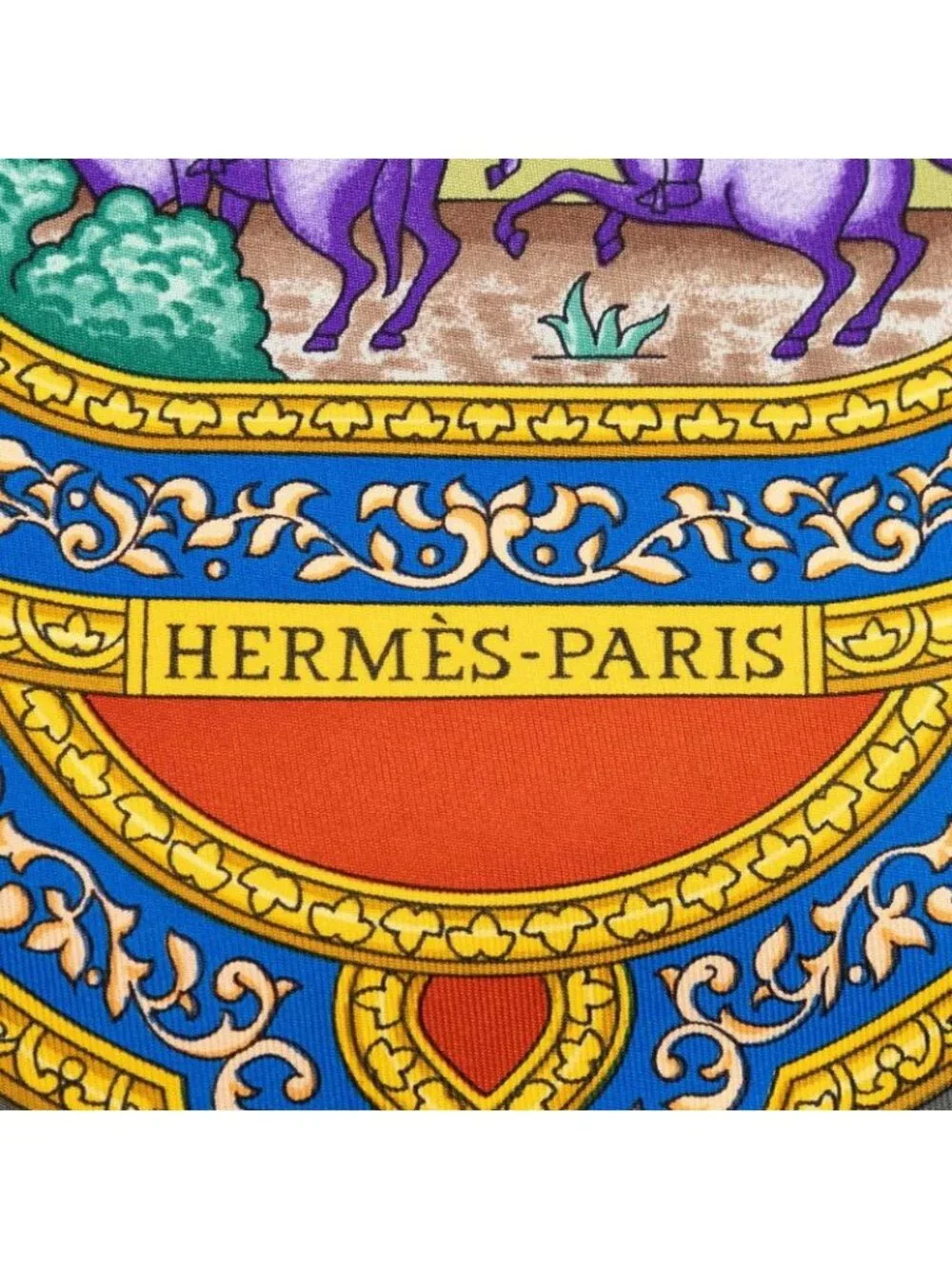 Hermes Carre 90 Qalamdan Scarf Gray Multicolor Silk - Picture 6 of 8